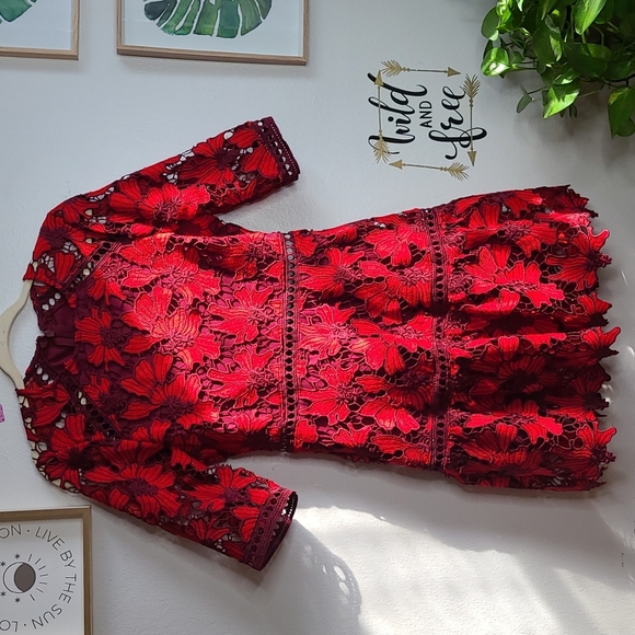 Lulus Dresses & Skirts - Red Flower Lace Dress
